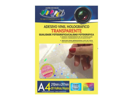 VINIL TRANSP.HOLOGR.ADESIVO 130G.A4 20F.