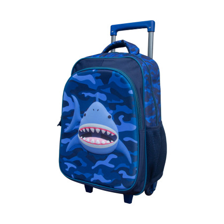 MOCHILA CAR.TUBARAO 3D AZUL/PT. 42CM.1D.