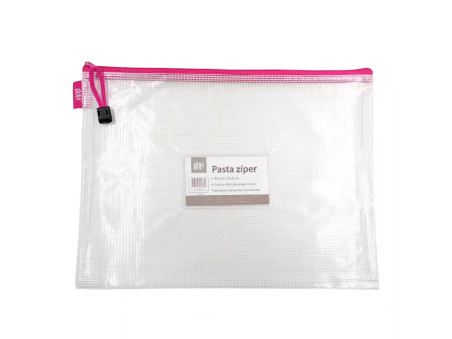 PASTA TRANSPARENTE DIVISORIA/ZIPER ROSA
