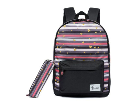 KIT MOCHILA 1D.42CM+ESTOJO PT.CORACAO