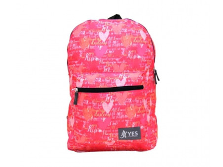 MOCHILA YES ROSA C/PRETO 44CM.3D.