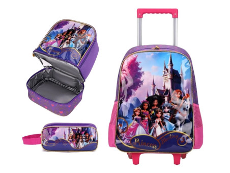 KIT MOCHILA CAR+LANCHEIRA+EST-PRINCESA