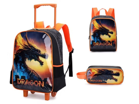 KIT MOCHILA CAR+LANCHEIRA+EST-DRAGON