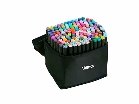 CANETA MARCADOR 96 CORES 2 PONTAS+BOLSA