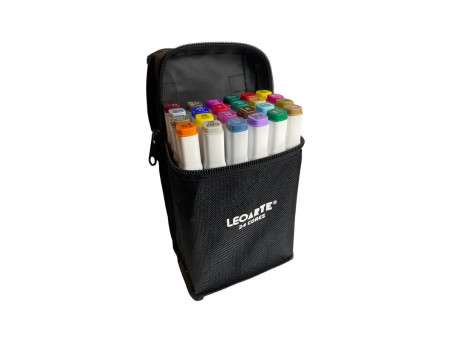 CANETA MARCADOR 24 CORES 2 PONTAS+BOLSA