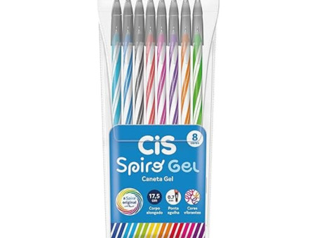 CANETA GEL 08 CORES SPIRO