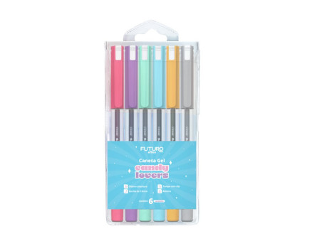 CANETA GEL 06 CORES CANDY COLORS1.0