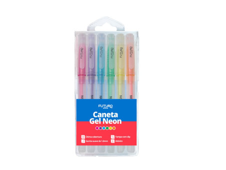 CANETA GEL 06 CORES NEON 1,0MM