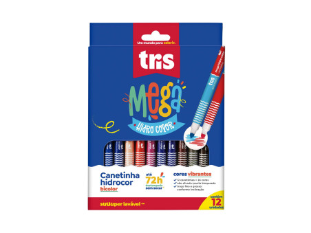 CANETA HIDR.24 CORES BICOLOR MEGA