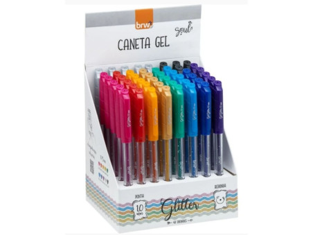 CANETA GEL CORES SOUL GLITTER 1,0MM C/48