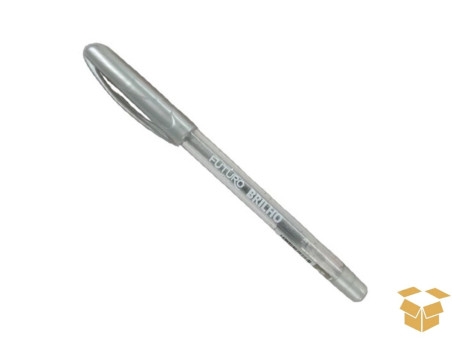 CANETA GEL PRATA GLITER C/12