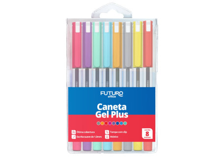 CANETA GEL 08 CORES PLUS 1.0MM