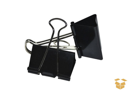 PRENDEDOR PAPEL  25MM PRETO METAL C/48