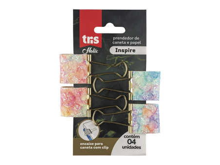 PRENDEDOR PAPEL  25MM TECIDO INSPIRE C/4