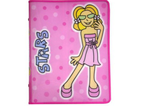 PASTA 20MM.STARS MENINA ROSA A5 C/ZIPER