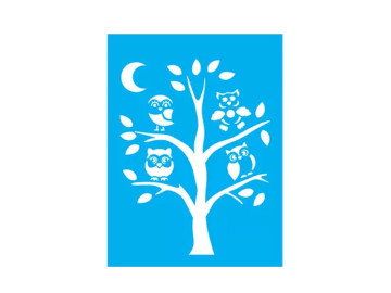 STENCIL ARVORE CORUJAS...