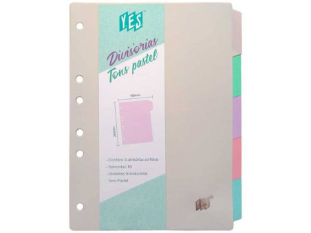 DIVISORIA FICHARIO A5 05D.PL.TONS PASTEL