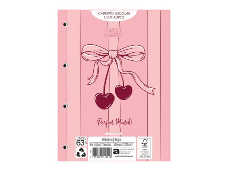 CADERNO FICHARIO  80F.CHERRY COLEG.AROMA