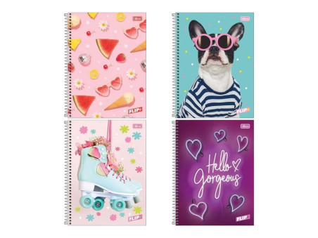 CADERNO UNIV.400F.10M.FLIP FEM CD.