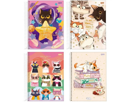 CADERNO UNIV. 80F.1M.FUNNY CAT IA.CD