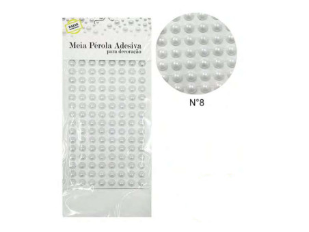 MEIA PEROLA ADESIVA N.8 BRANCA C/198